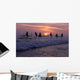 Stilt Fishermen Silhouetted At Sunset Wall Mural