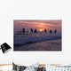 Stilt Fishermen Silhouetted At Sunset Wall Mural