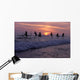 Stilt Fishermen Silhouetted At Sunset Wall Mural