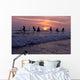 Stilt Fishermen Silhouetted At Sunset Wall Mural
