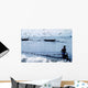 Fisherman Collecting Nets On Beach Wall Mural