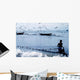 Fisherman Collecting Nets On Beach Wall Mural