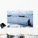 Fisherman Collecting Nets On Beach Wall Mural