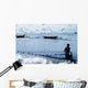 Fisherman Collecting Nets On Beach Wall Mural