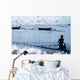 Fisherman Collecting Nets On Beach Wall Mural