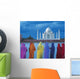 Women In Colorful Saris In Front Of The Taj Mahal Wall Mural