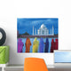 Women In Colorful Saris In Front Of The Taj Mahal Wall Mural