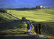 Looking Down Road At Dusk To Old Farmhouse On Hill Top Wall Mural