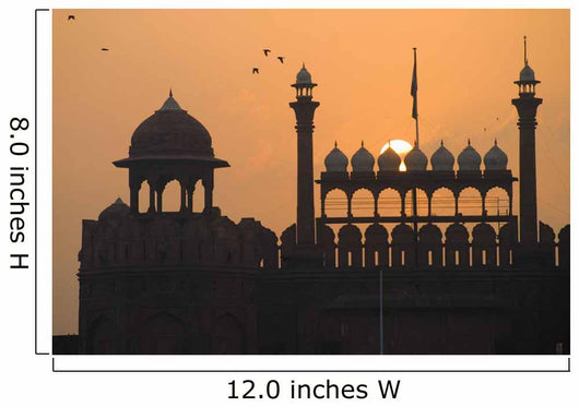 Silhouette Of The Lahori Gate Of The Red Fort With Sun Rising Behind Wall Mural