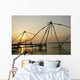 Chinese Fishing Nets Hanging In The Water At Sunset, Fort Kochi Wall Mural