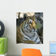 Tiger Sitting Amongst Leaves, Close Up Wall Mural