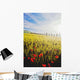 Poppies In Wheat Field At Dawn Wall Mural