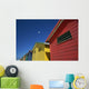 Seagull Flying Over Colorful Beach Huts Wall Mural
