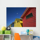 Seagull Flying Over Colorful Beach Huts Wall Mural