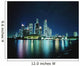 Business District Skyline At Night, With Reflections In Water Wall Mural