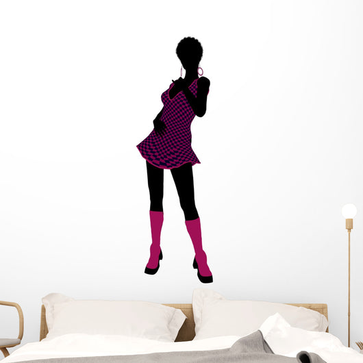 African American Go Go Dancer Illustration Silhouette Wall Decal
