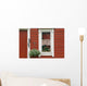 Red Wooden House With Plants In And By Window, Close Up Wall Mural