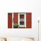 Red Wooden House With Plants In And By Window, Close Up Wall Mural