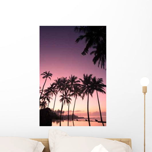 Coconut Tree Sunrise Wall Decal Design 3