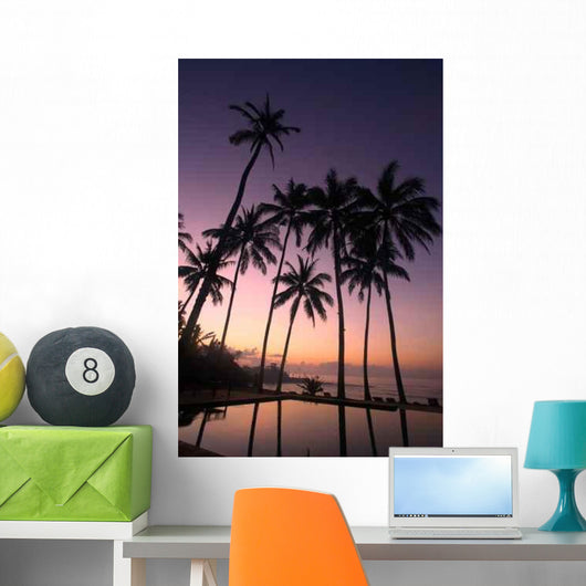 Coconut Tree Sunrise Wall Decal Design 2