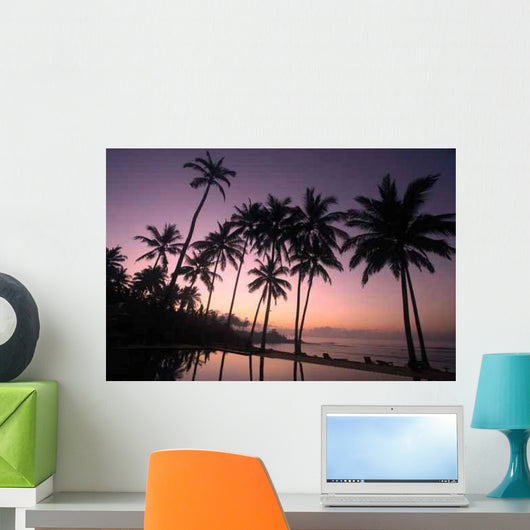 Coconut Tree Sunrise Wall Decal Design 1