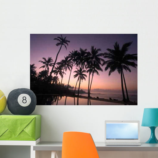 Coconut Tree Sunrise Wall Decal Design 1