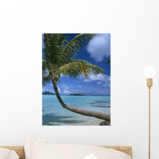 Palm Tree Leaning Over Sea Wall Mural