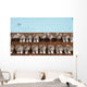 Man Swimming In Pool By Sunloungers, Aerial View Wall Mural