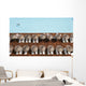 Man Swimming In Pool By Sunloungers, Aerial View Wall Mural