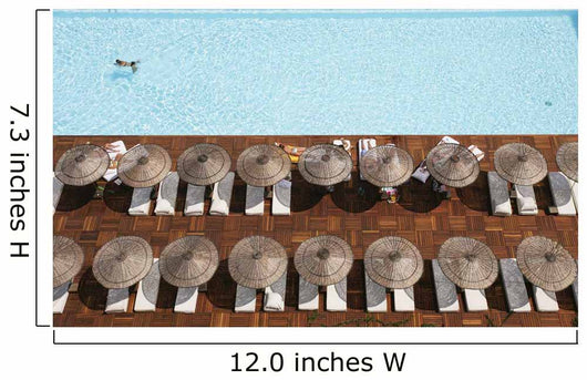 Man Swimming In Pool By Sunloungers, Aerial View Wall Mural