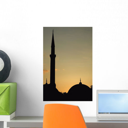 Minaret And Dome Of The Blue Mosque At Dusk Wall Mural