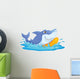 Surfing Shark Cartoon Wall Decal