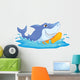 Surfing Shark Cartoon Wall Decal