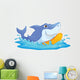 Surfing Shark Cartoon Wall Decal