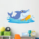 Surfing Shark Cartoon Wall Decal