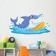 Surfing Shark Cartoon Wall Decal