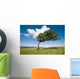 Wind-Swept Solitary Tree On Open Grassy Moorland Wall Mural