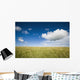 Grassy Field On Hill With Blue Skies And Clouds Wall Mural