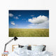 Grassy Field On Hill With Blue Skies And Clouds Wall Mural