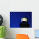 Moon Crescent Above Lighthouse At Dusk, Low Angle View, Close Up Wall Mural