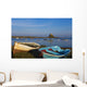 View Across Water And Boats To Lindisfarne Castle On Holy Island Wall Mural