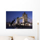 Tower Bridge At Dusk With Dolphin Statue In The Foreground Wall Mural