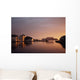 Skyline Of Town At Dusk Wall Mural