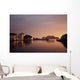 Skyline Of Town At Dusk Wall Mural