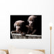 Two Chocolate Labrador Puppies in a Basket Wall Mural