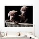 Two Chocolate Labrador Puppies in a Basket Wall Mural