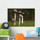 Mushrooms With Tall Stems Growing In The Grass Wall Mural