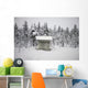 Snow Covered Cabin By Forest Wall Mural