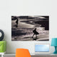 Silhouettes Of Surfers On Beach Wall Mural