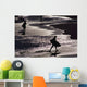 Silhouettes Of Surfers On Beach Wall Mural